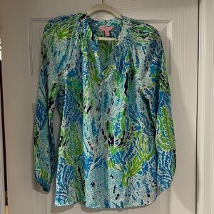 Lilly Pulitzer Blue and Green Elsa Blouse